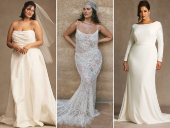 Collage of plus size wedding dresses 