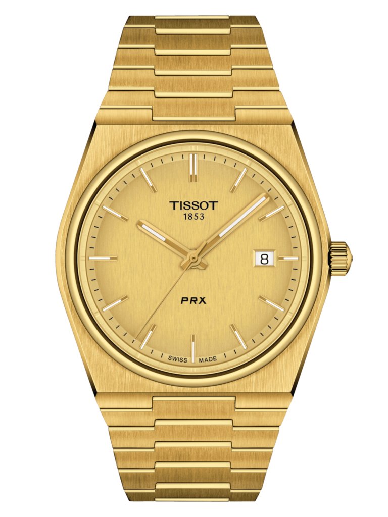 Tissot PRX gold watch for groom