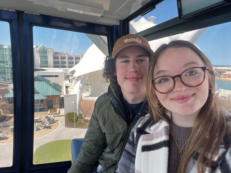 Riding the ferris wheel at the Navy Pier in Chicago!