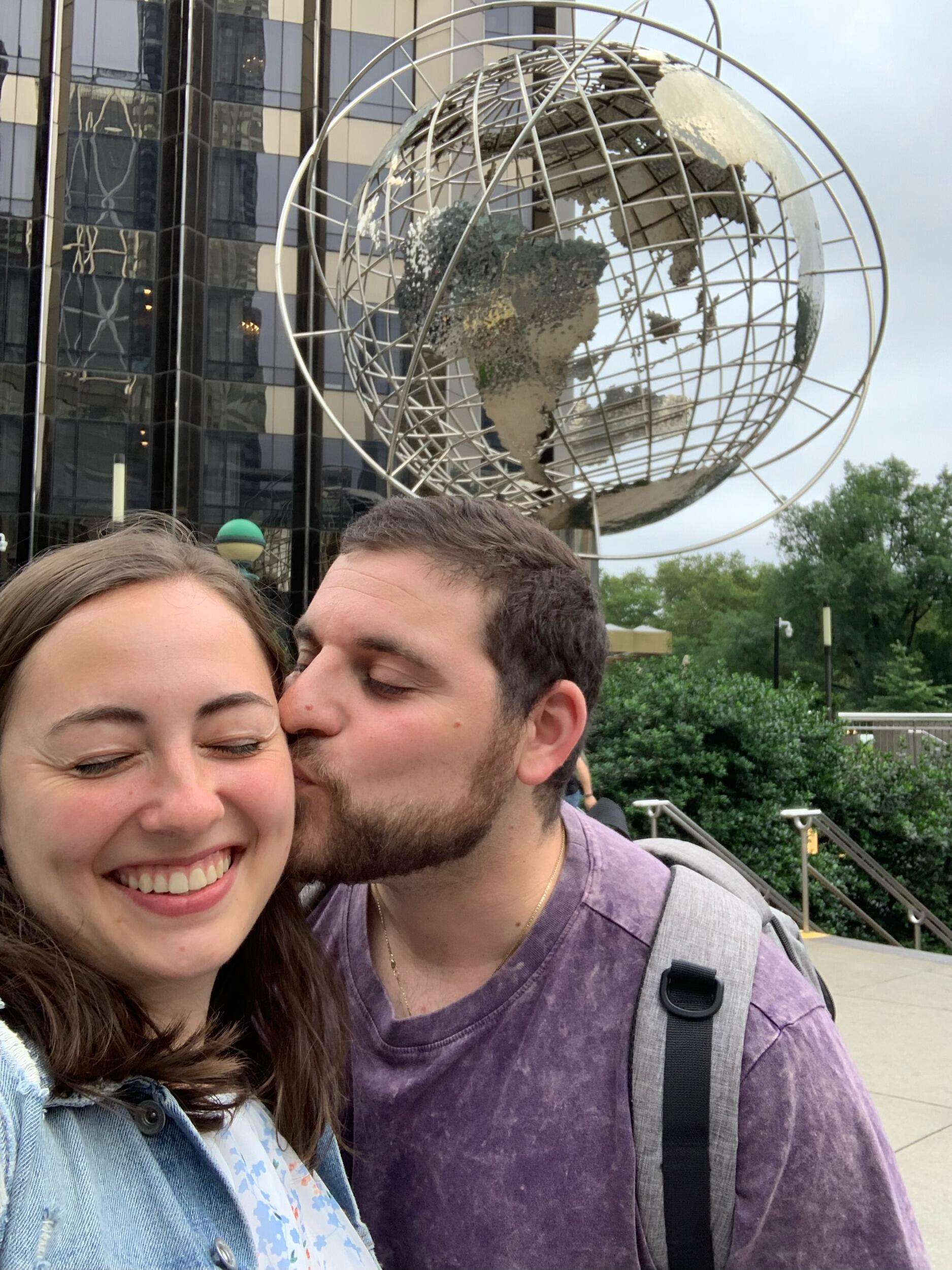 Spent our first anniversary at Central Park Zoo and Globe at Columbus Circle... new zoo, new globe, same love!