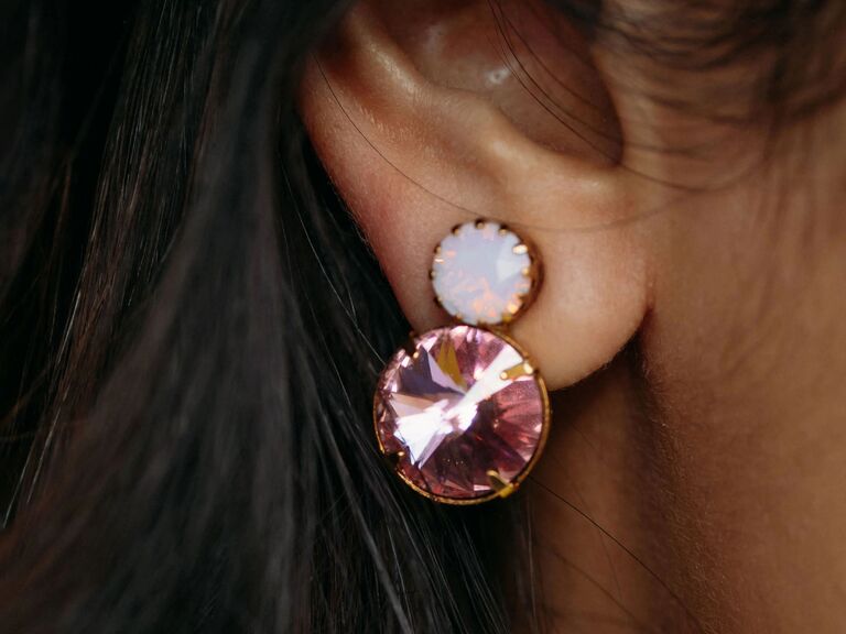 Jennifer Behr x Micaela Erlanger pink crystal earrings for your wife's jewelry gift