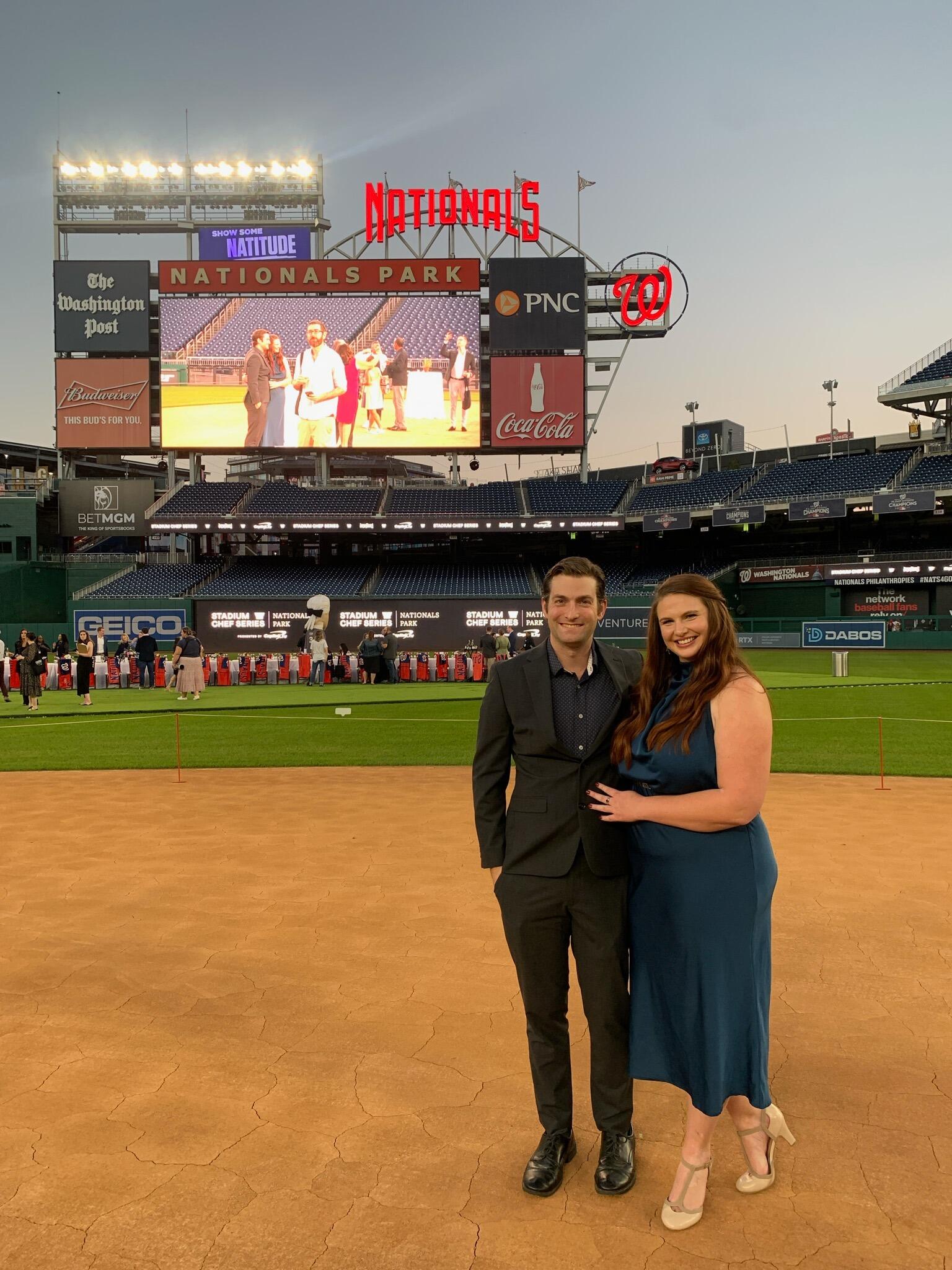 Rare sight is us all dressed up! Chef Stadium Series at Nats Park for Christian's birthday 