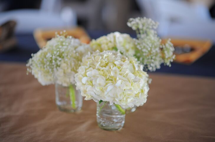 White Hydrangea And Baby S Breath Centerpiece