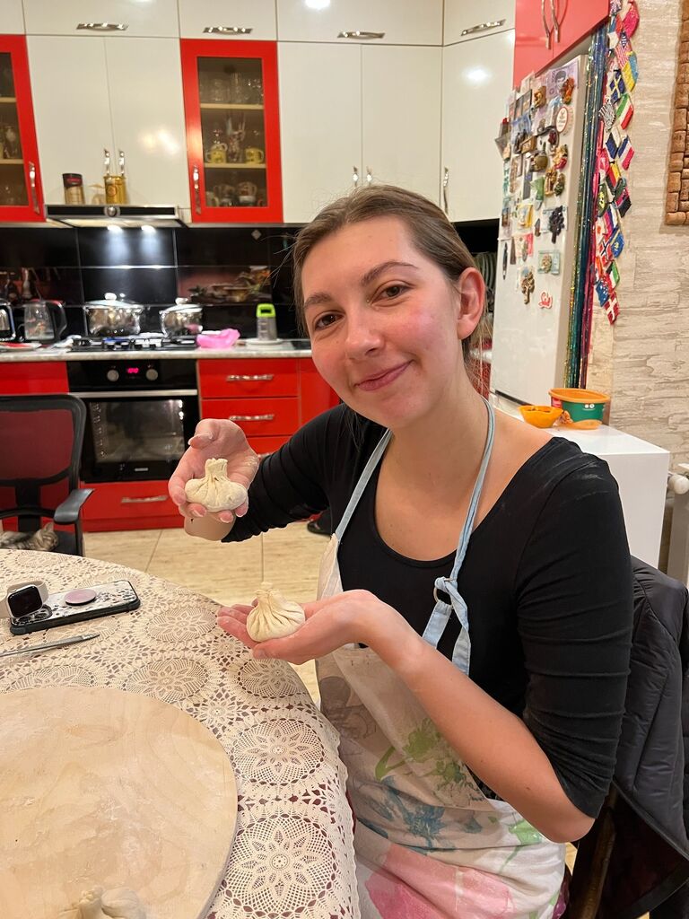 Of course a cooking class was part of the itinerary. Here is jess making Khinkali (Georgian Dumplings). 