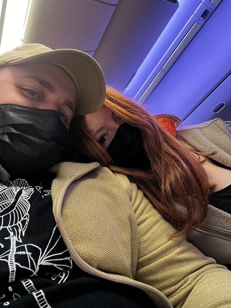 Our first plane ride together—on our way to Argentina!