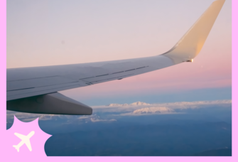 Airplane wing in air, how to fly with a wedding dress