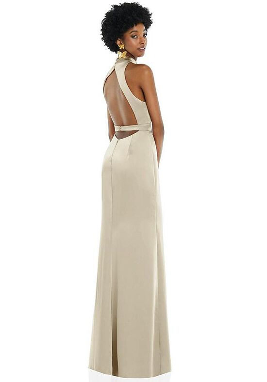 Dessy Group High Neck Backless Maxi Dress with Slim Belt - LB037 Bridesmaid  Dress