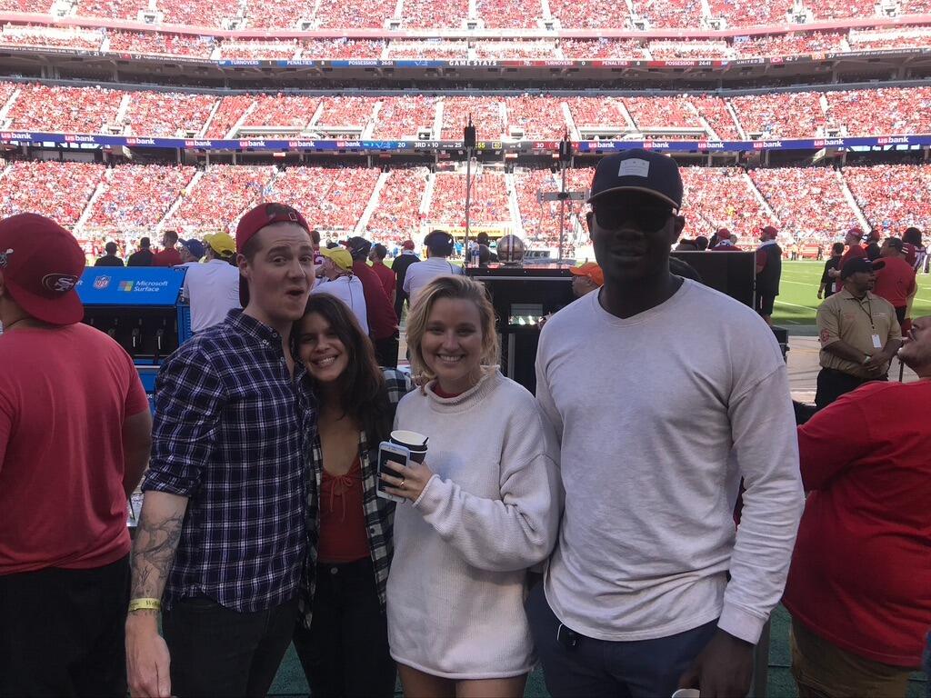 The first photo of us together. We had won a competition at work to go see the 49ers (Dylan had barely scraped in, Tara crushed it). While neither of them knew anything about American football, they were learning more about each other. Over the next few months, we went from colleagues, to friends, to LOVERS.