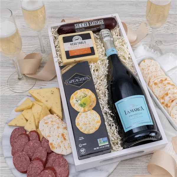 Cheese and prosecco basket