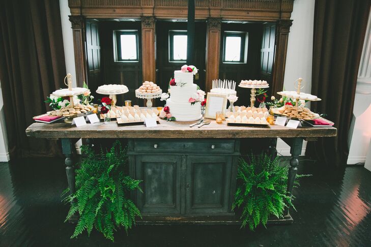 Rustic Dessert Display With Green Plants