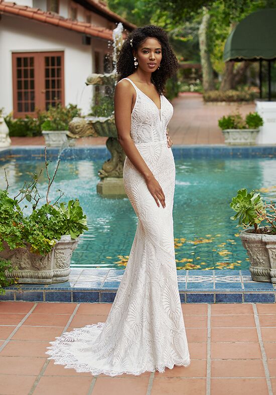 Simply Val Stefani Style Ciana is Lace Mermaid Wedding Gown & Tulle Overlay