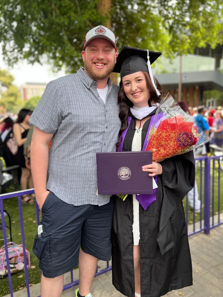 Gavin has always supported Liv and all her adventures. Gavin made sure he was there to celebrate her getting her Master's Degree!