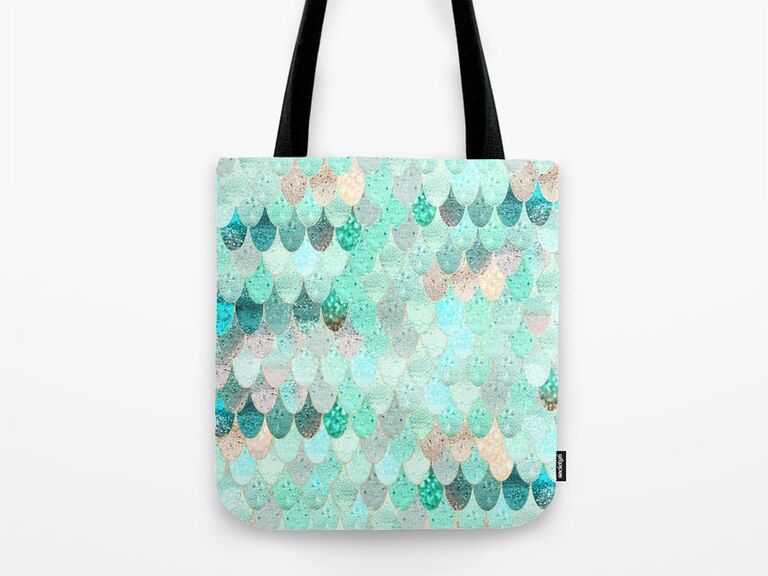 Mermaid themed bachelorette party tote bags