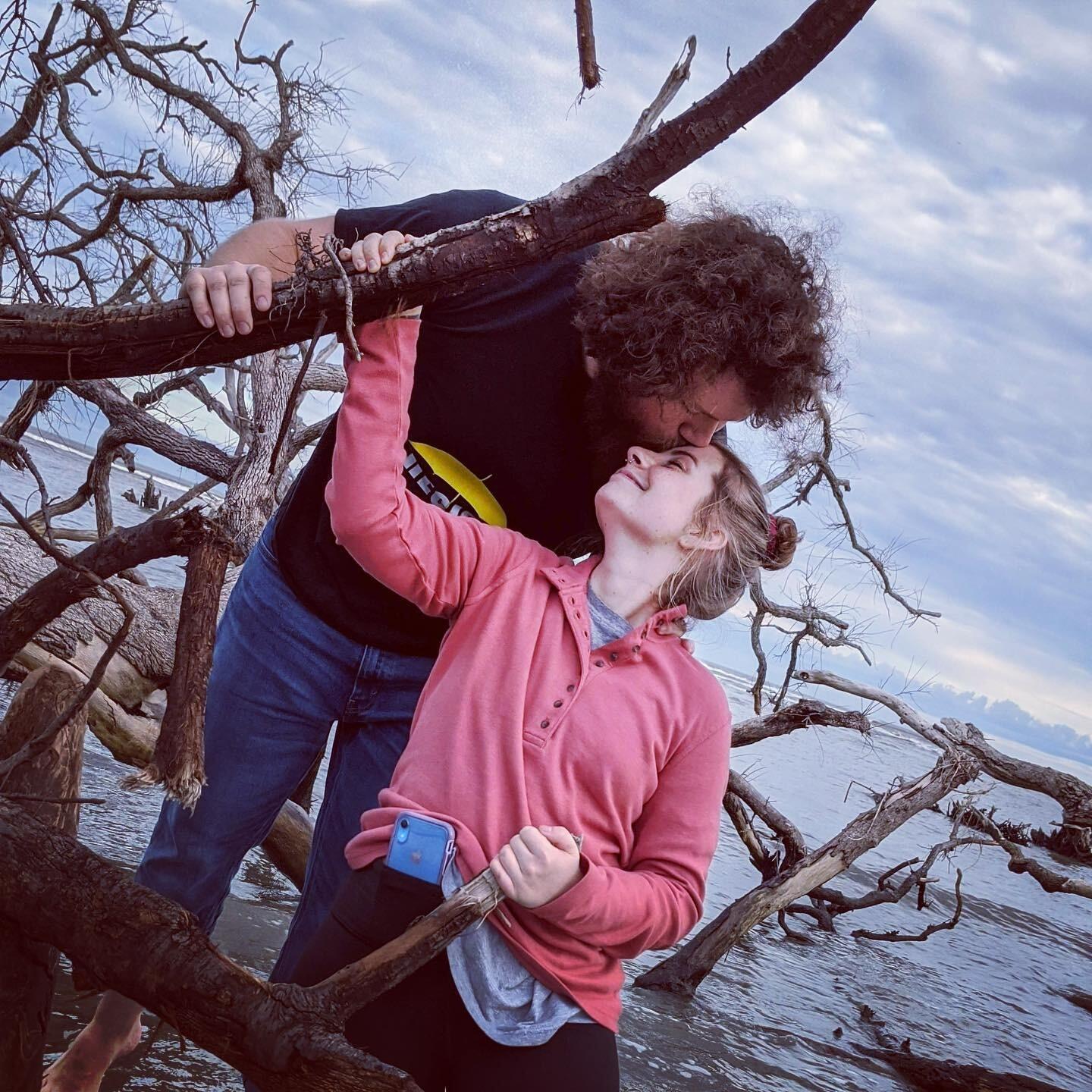 Hunting Island with their friends, Beth and Elliot. A year of love in the books!