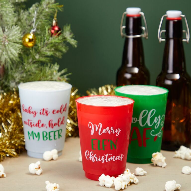 24 Pack Plastic Christmas Cups for Christmas bridal shower