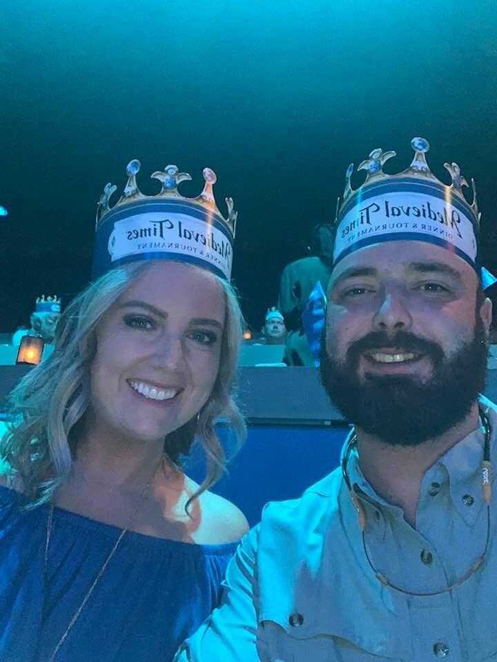 Medieval Times. Ashley's knight ended up being the villain! Tony's knight won!