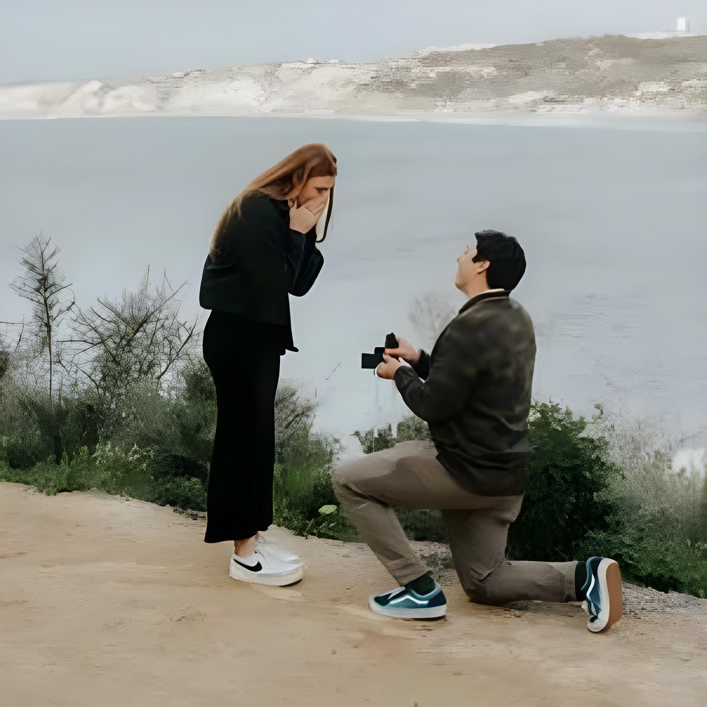 Ben proposed on February 3rd, 2024 in La Jolla, California. Ben had candles lined up on one of our favorite paths along the cliffs, it was so romantic!