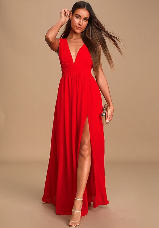 Lulus Heavenly Hues Red Maxi Dress Bridesmaid Dress The Knot