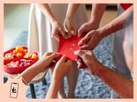 Couple giving a red envelope gift