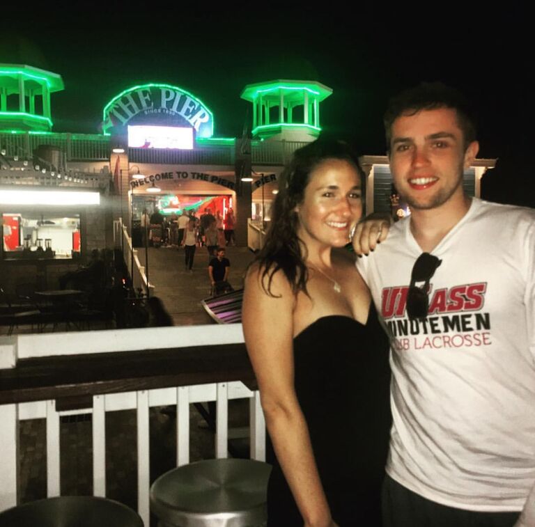 Matt and Jacqui by the pier in Old Orchard Beach, Maine