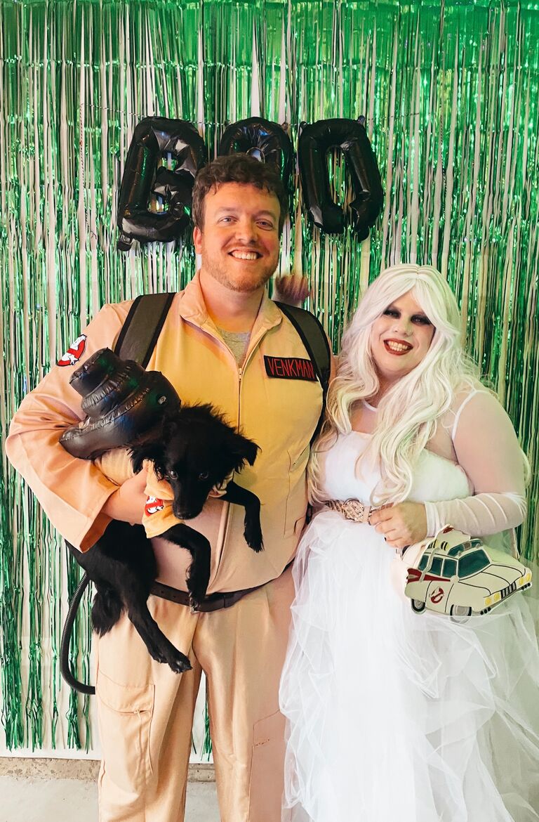 First family Halloween costume! Elvis made the cutest Ghostbuster. 