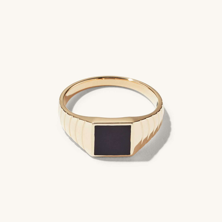 Black Onyx Square Signet Ring