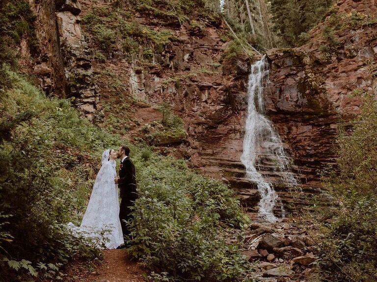 Lily Collins and Charlie McDowell on their wedding day