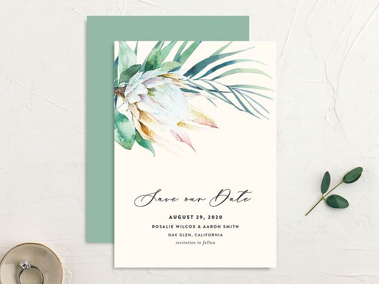 tropical destination wedding save the date