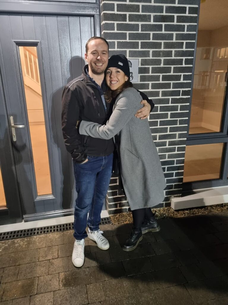 In this photo we just got the keys to our forever home. Fin officially becomes a Celbo head!!