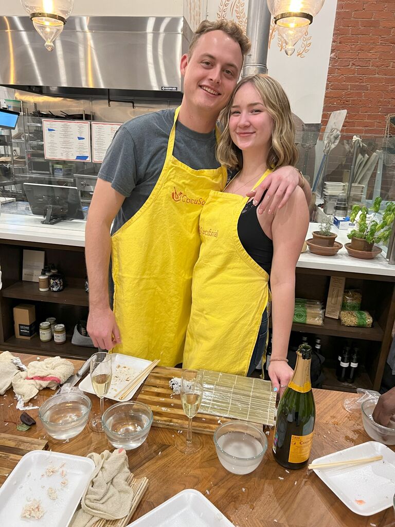 Steven and Kiley at a sushi making class