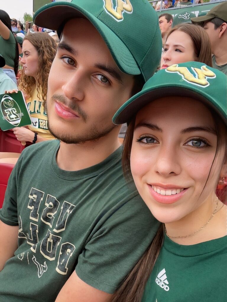 Our first official date was at a USF football game.
