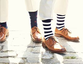 Patterned groomsmen socks for preppy wedding fashion