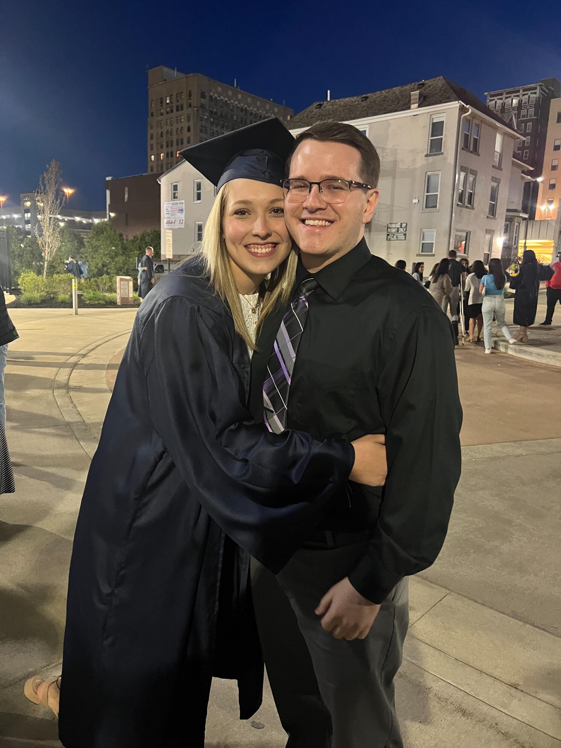During their second year together, Nate lived at home in Port Allegany where he started his career as a Pharmacist.  Haley completed her final year studying Elementary Education and student teaching at Penn State Behrend. Two years of distance was hard, but they still found ways to see each other a lot through that time!