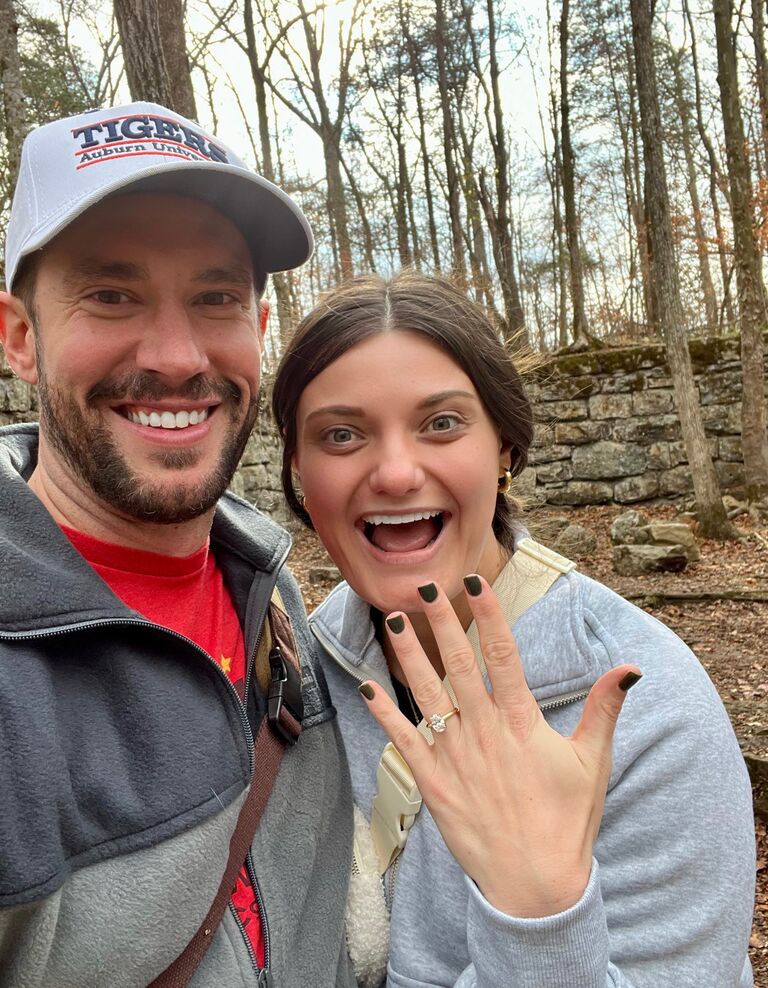 8 months from the day he asked me to be his girlfriend - We got engaged on a hike at Old Stone Fort State Park in Manchester, TN. 