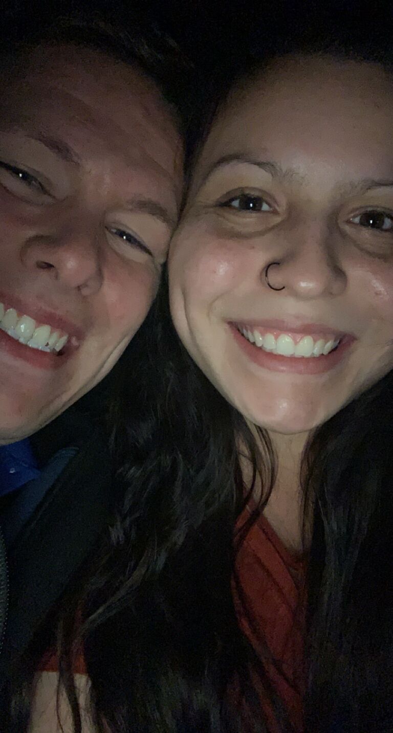 This was out first picture together! This was taken in his truck behind Applebees where we had dinner.