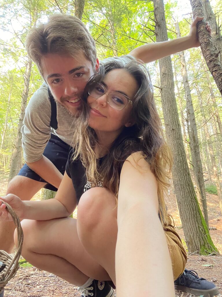 Still in the woods, hunting for mushrooms. David has a keen eye for varying types of trees, mushrooms, and general flora. Aleah just likes to tag along and collect frogs.