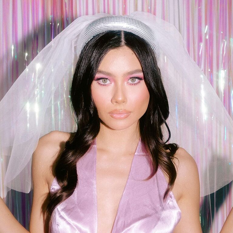 Fun disco bridal veil