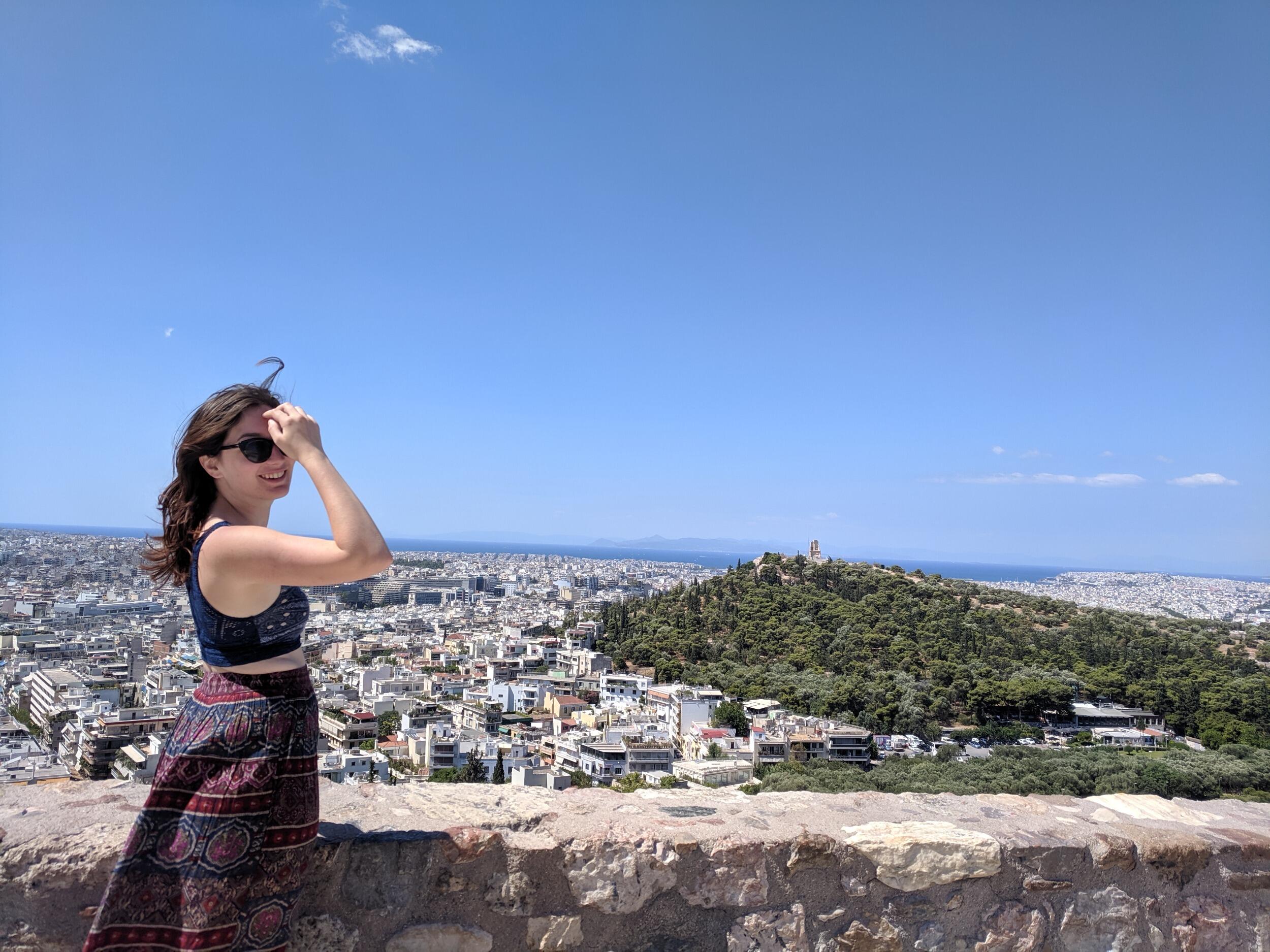 Bridget seeing Athens from above.