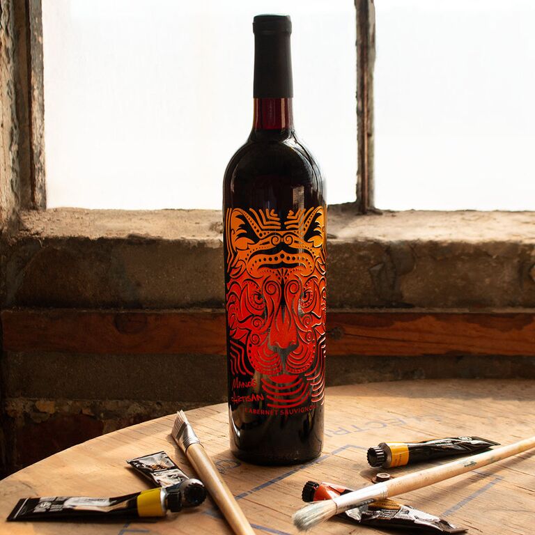 Handpainted wine bottle groomsman gift