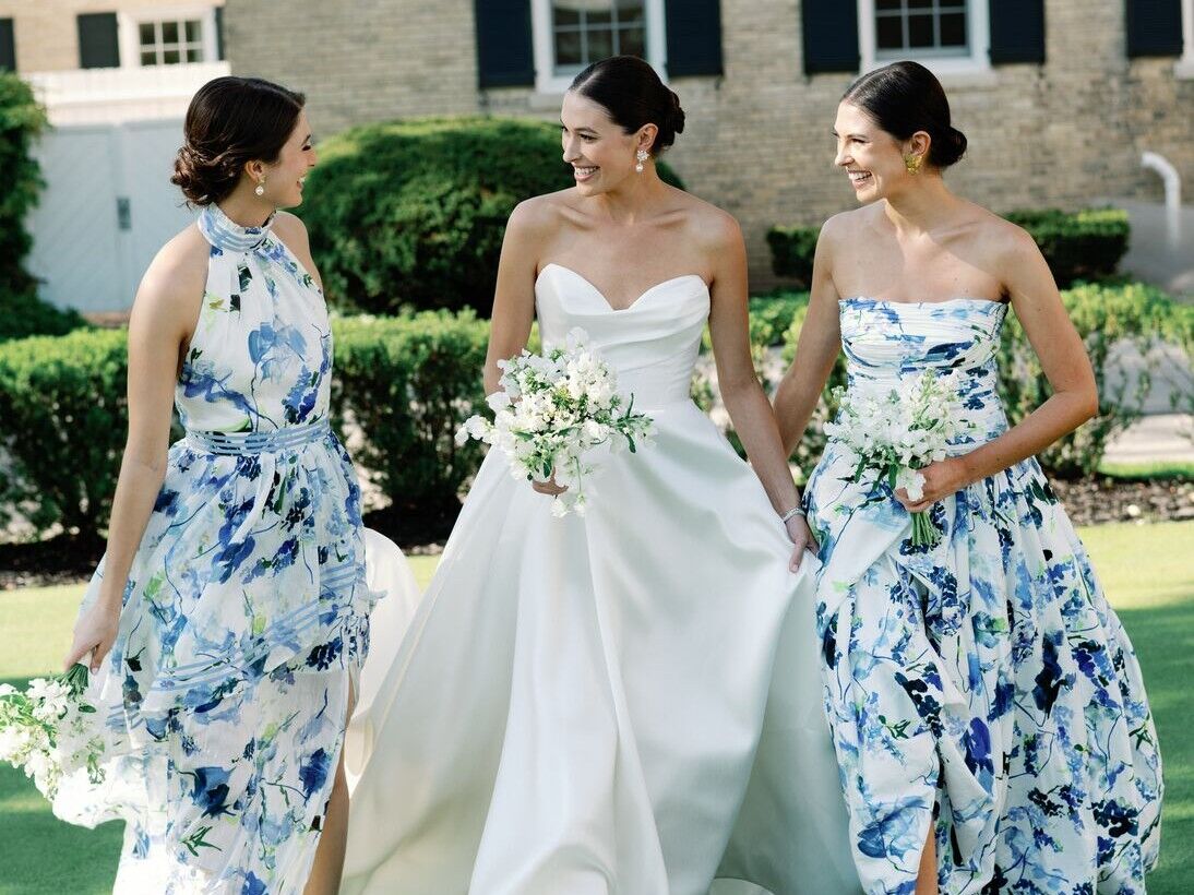 dusty blue floral bridesmaid dresses 7.8 inch wide Bouquet A Available in Dusty Blue Romantic Bouquet Azazie Lettie