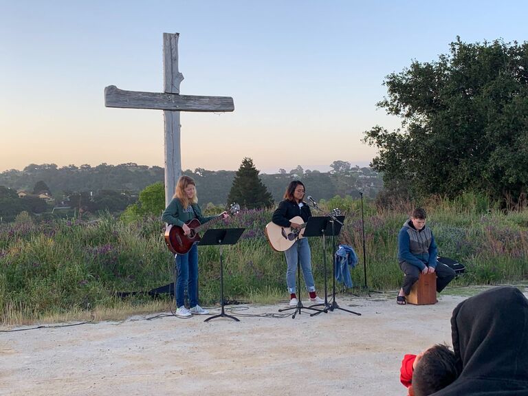 Glad and Jeremy started serving in the worship band for Coastal Christian School's chapel in 2018. Jeremy plays the cajon and Glad plays the guitar and sings. 
