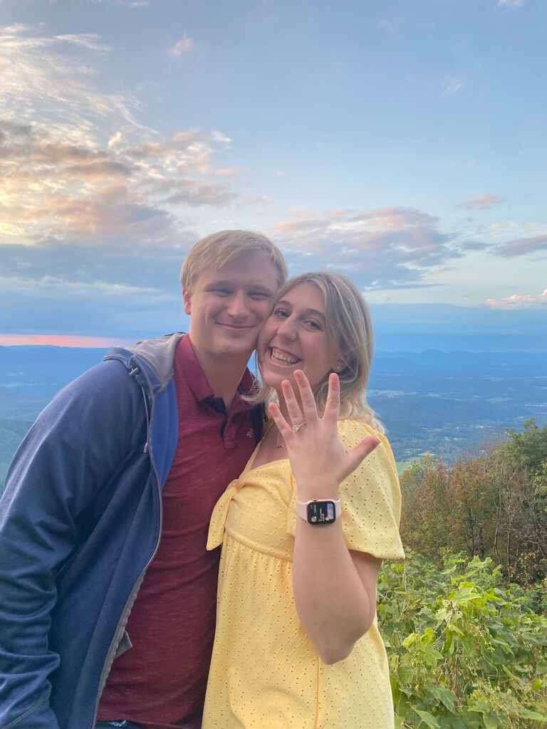 We got engaged at a beautiful overlook on the Blue Ridge Parkway!