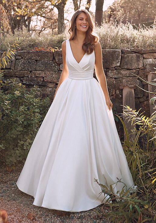 pleated ball gown wedding dress