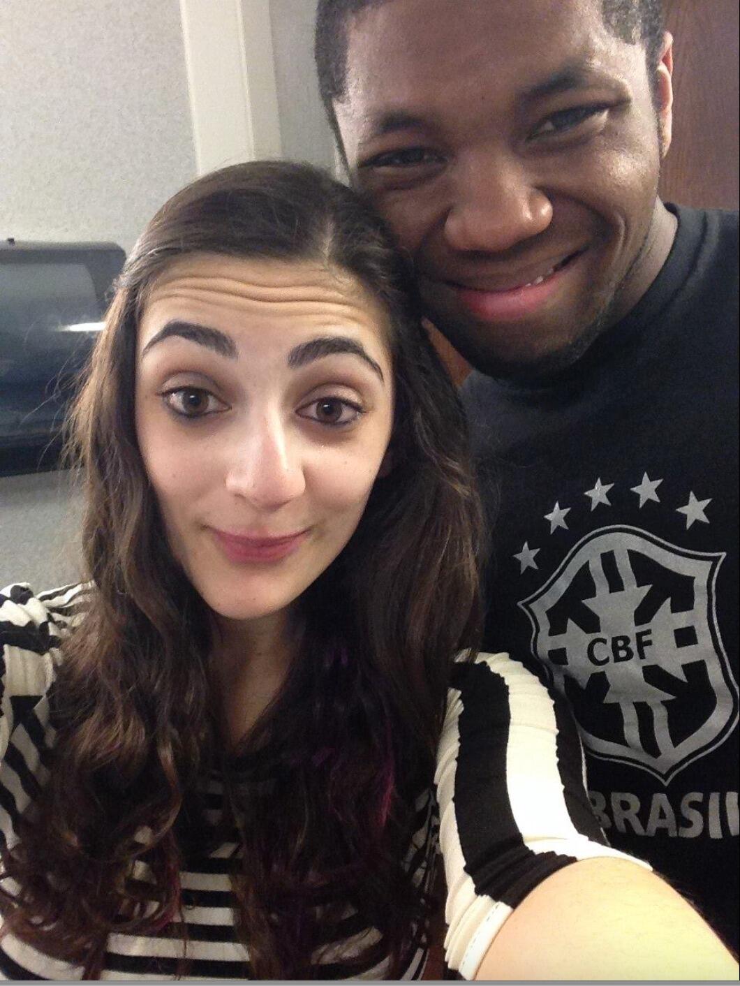 We went to college 2.5 hours apart, taking a "GoBus" to visit each other once or twice each month. This was taken in the bathroom of Amanda's dorm during her freshman year at OSU.