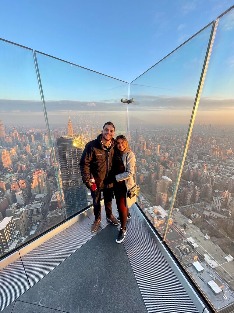 We both love to travel and have been to so many different places.  Our first trip together was to New York City! Maria got to meet some of Kevin's family (and she still stayed with him)!