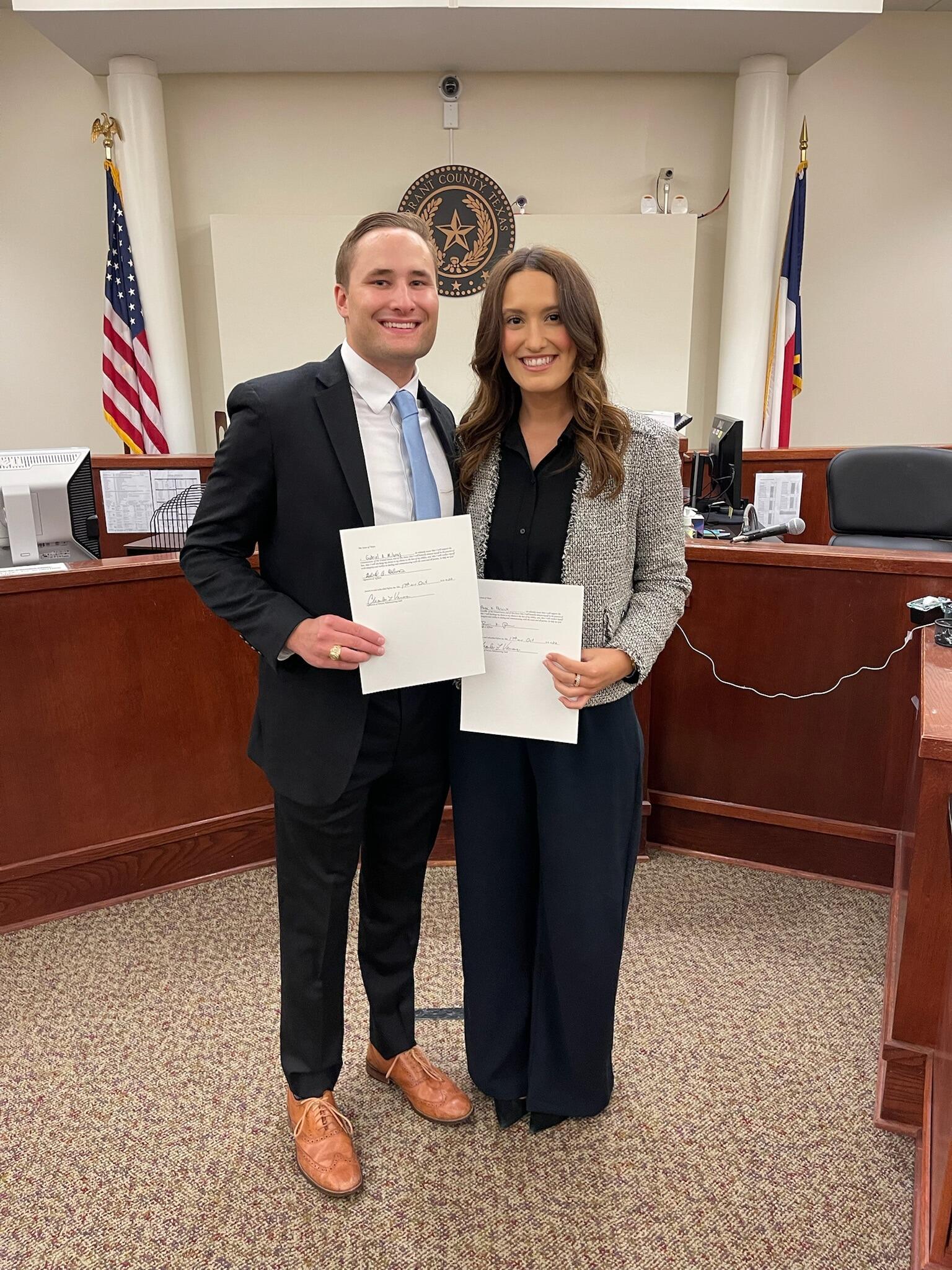 After their European adventure, Gabe & Page return home to Dallas to start their first jobs as corporate attorneys. They get the news that they passed the bar exam and get sworn in to the Texas Bar together! 