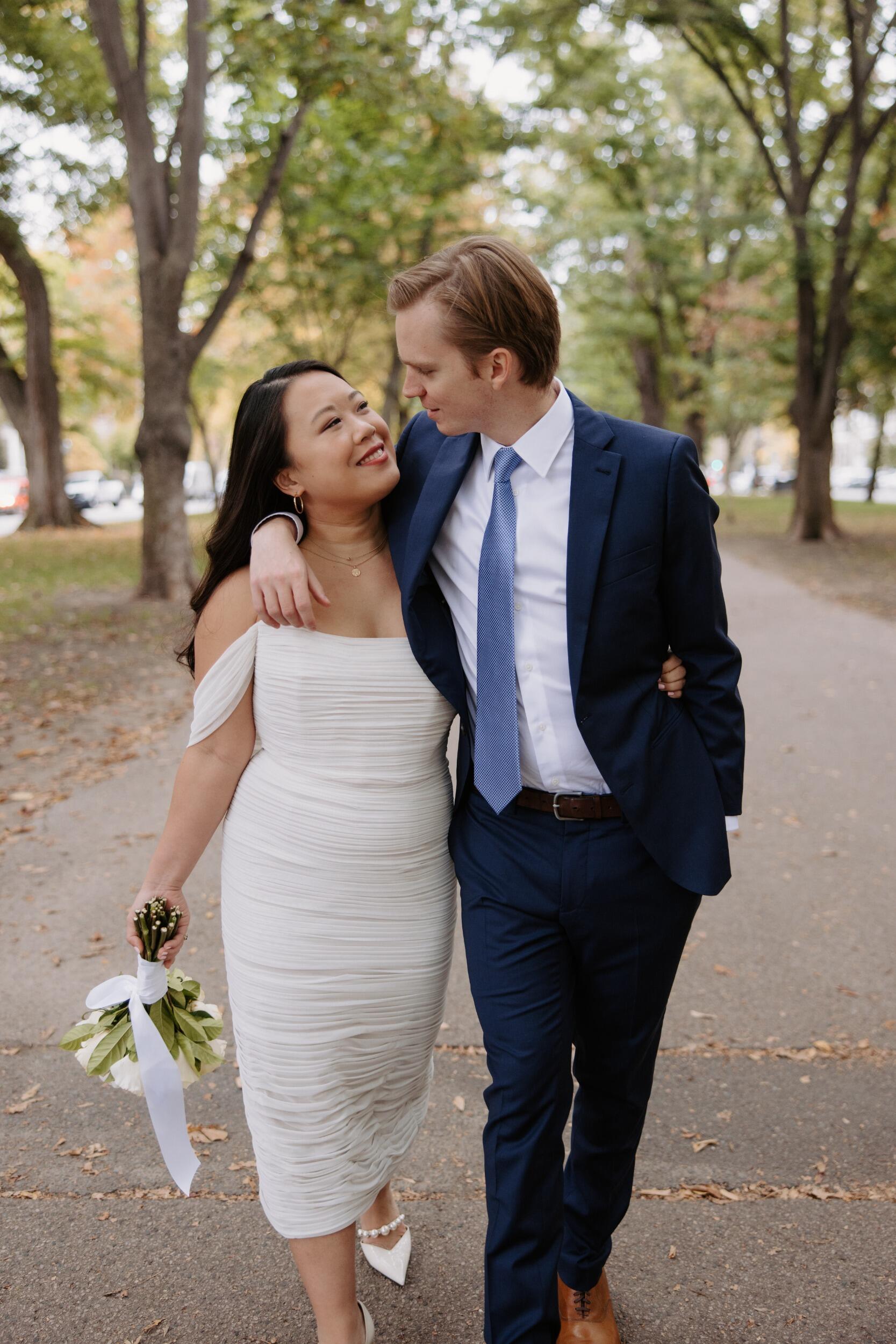We got legally married in a mini-mony at the Boston Public Library! 