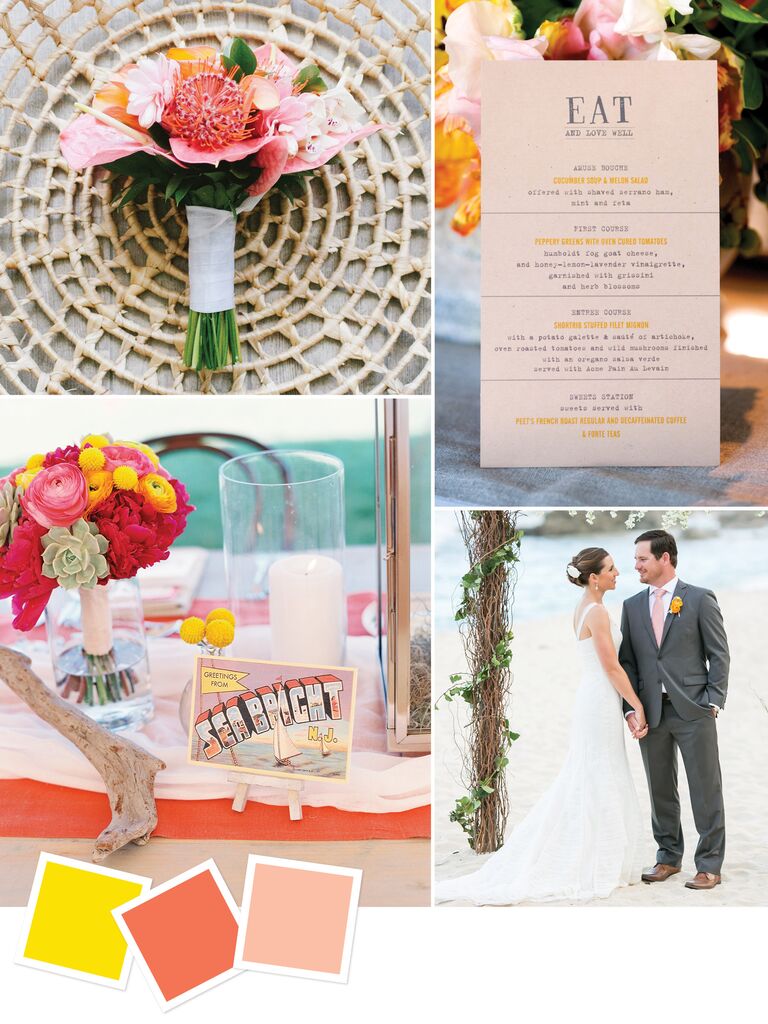 Color palette for a vibrant summer beach wedding