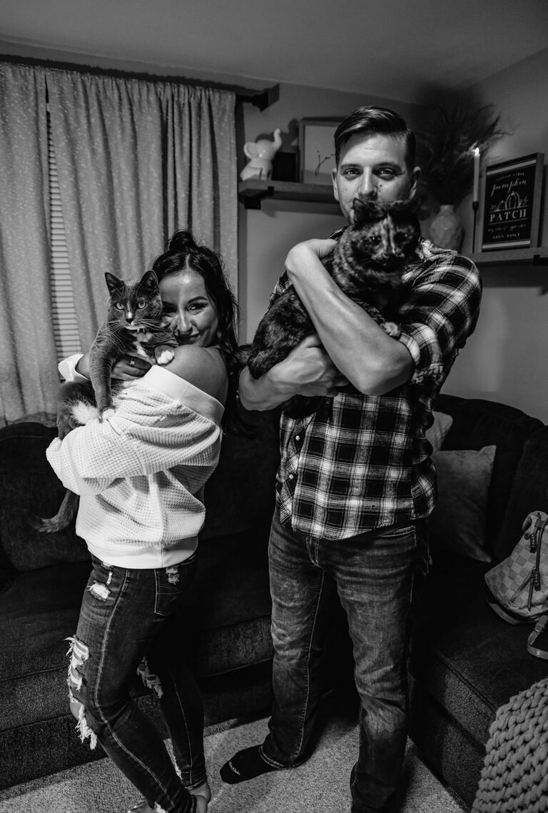 Our first family photoshoot with a merged cat household <3 featuring P and Sophie 