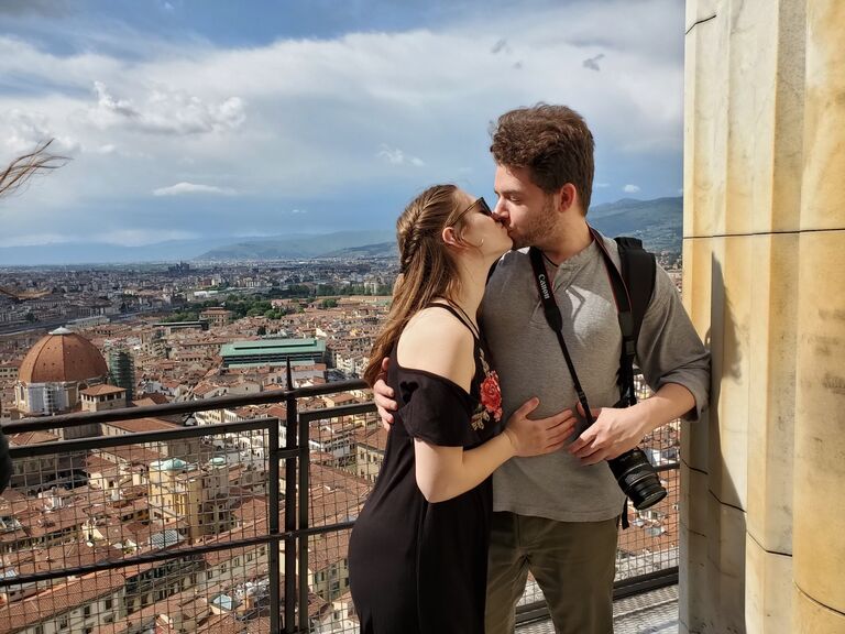 We were fortunate to get a scholarship from school to travel to Italy with a small class to learn about Renaissance artwork and experience the culture. A trip we will never forget! 

This photo is us on top of the Duomo.